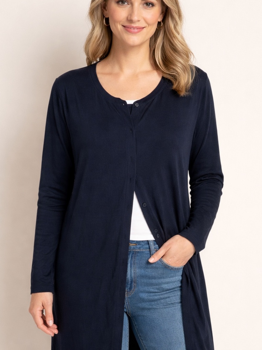 Gudrun Sjoden Womens Lagenlook Organic Cotton Button Long Cardigan Black Size M